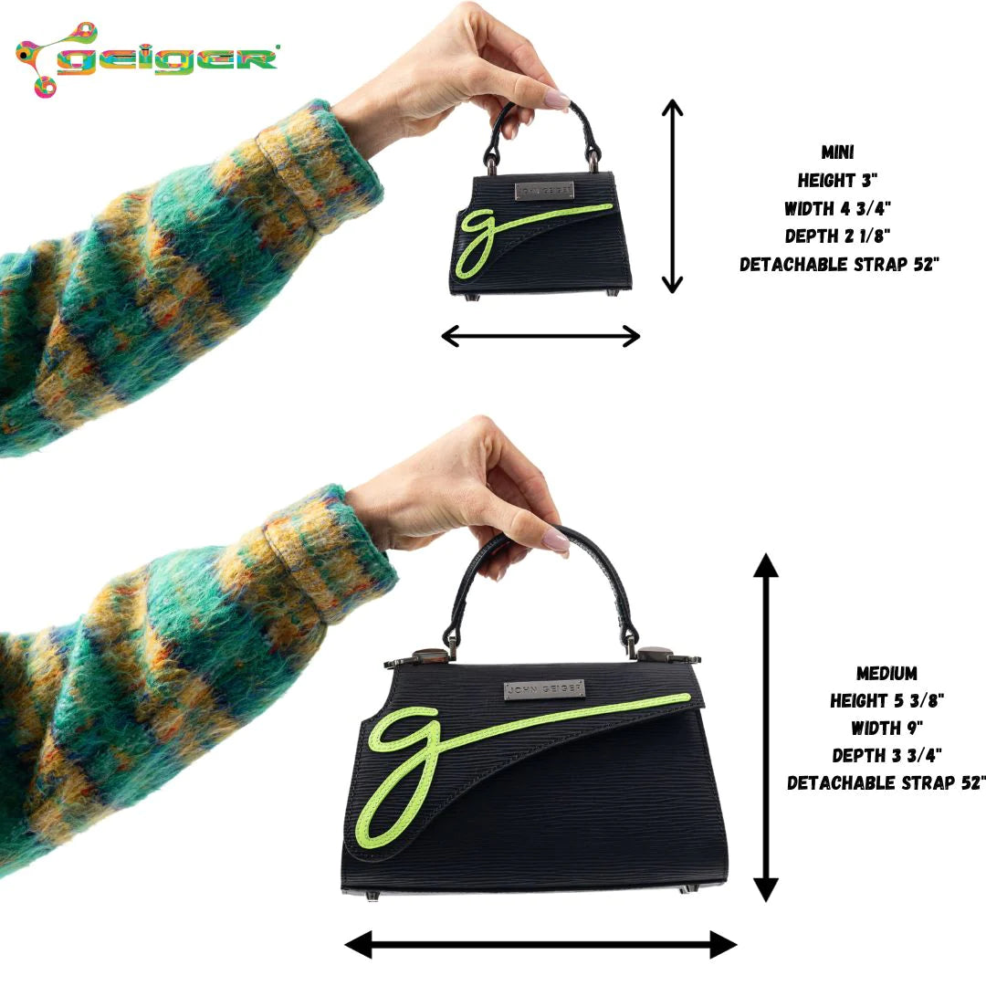 Mini Lowercase Flap Bag “Black/Lime” – John Geiger Mini Lowercase Flap Bag “Black/Lime” – John Geiger