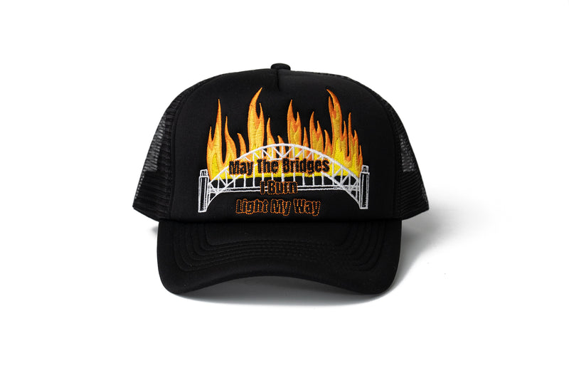 "Burning Bridges" Trucker Snap Back Black