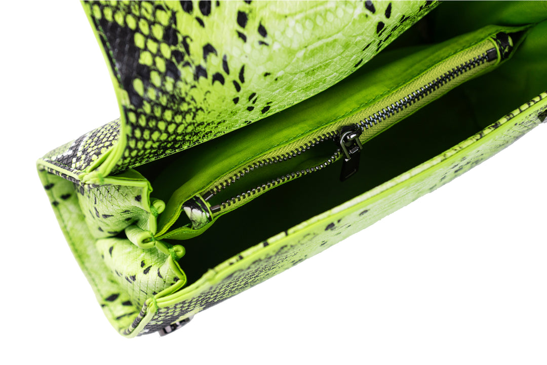 Medium Lime Green Python Lowercase Flap Bag – John Geiger