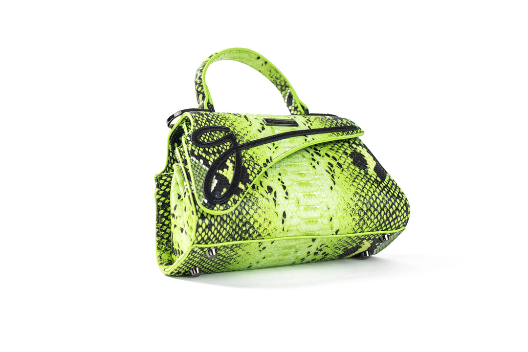 Medium Lime Green Python Lowercase Flap Bag – John Geiger