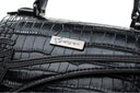 Medium Black Croc Lowercase Flap Bag