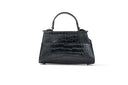 Medium Black Croc Lowercase Flap Bag