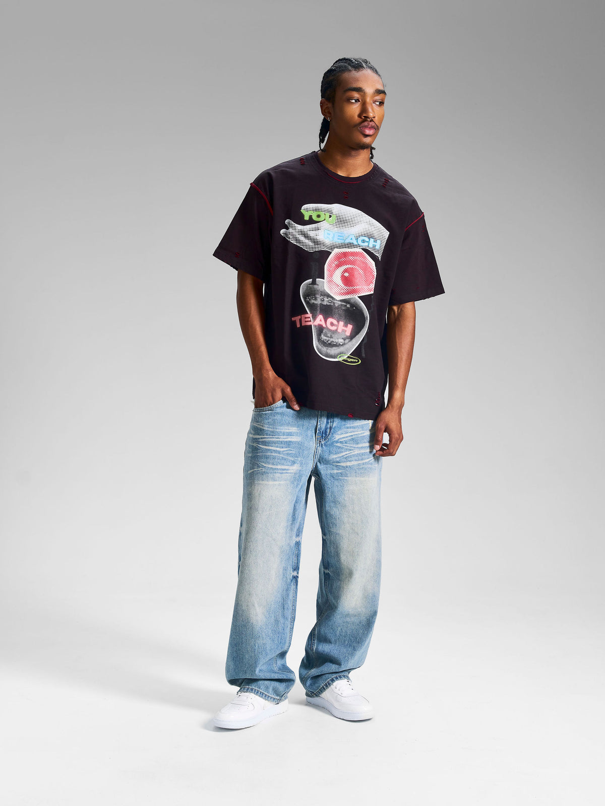 "You Reach I Teach" Reversible Black Tee