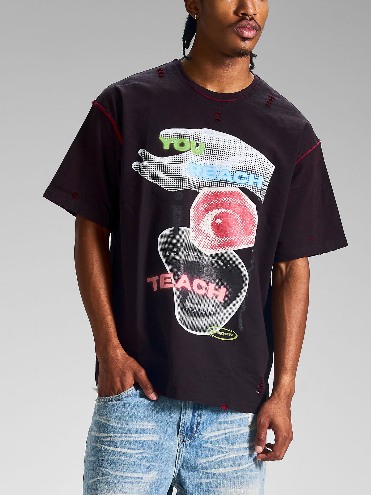 "You Reach I Teach" Reversible Black Tee