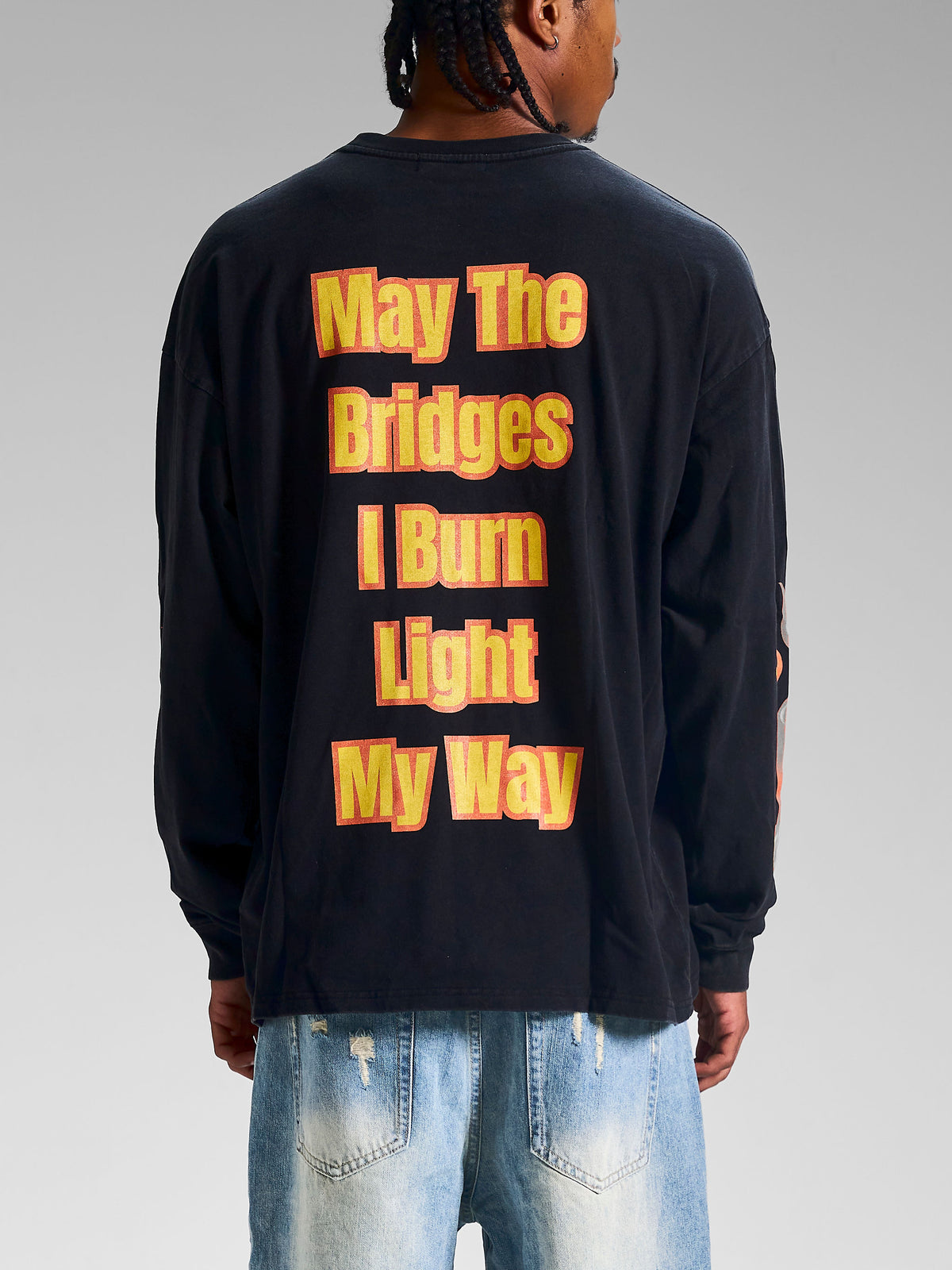 "Burning Bridges" Long Sleeve Tee Black