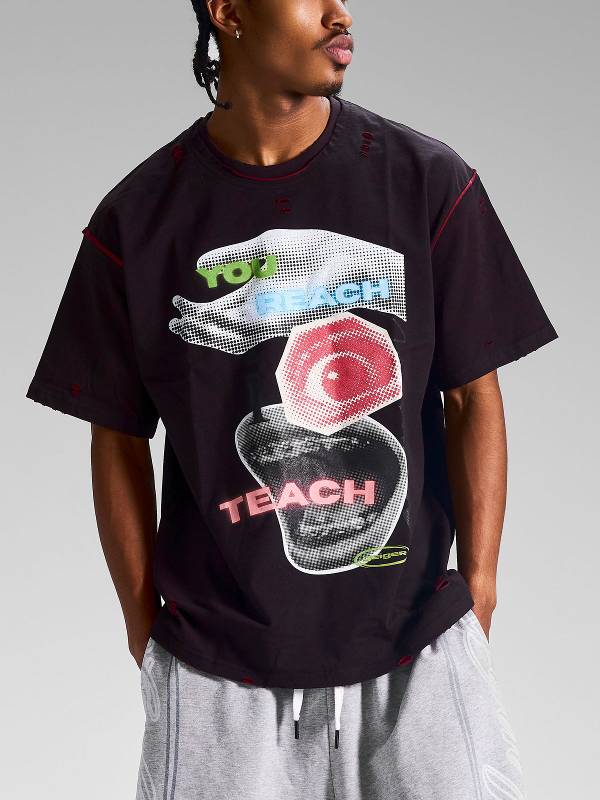 "You Reach I Teach" Reversible Black Tee